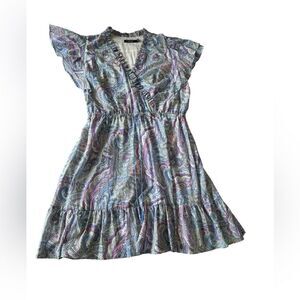 LAUREN Ralph Lauren Summer Dress Flutter Sleeve Paisley Beach Black Label Sz 16